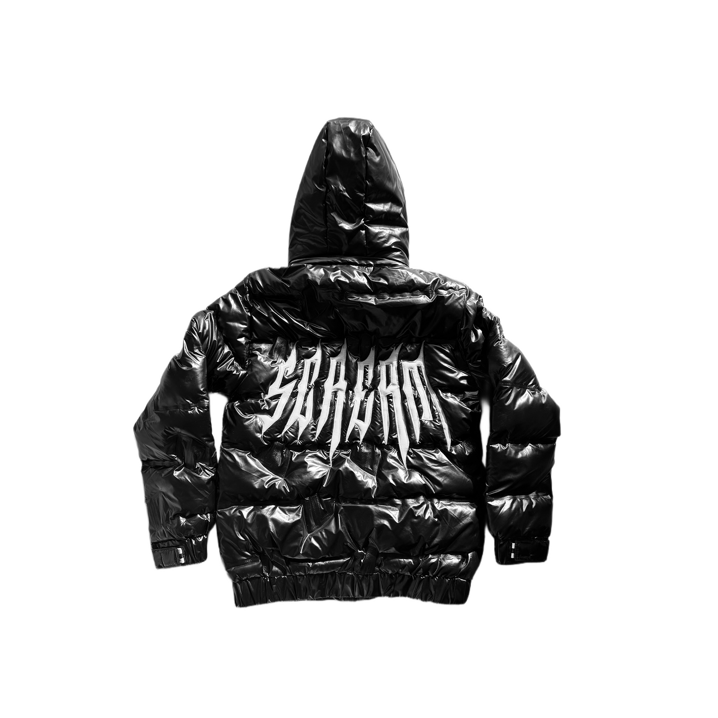 White scream shinny puffer coat